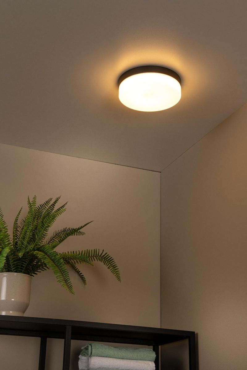 Lucide BISKIT - Zapustené stropné svietidlo Kúpeľňa - Ø 28 cm - LED - 1x18W 2700K - IP44 - Čierna